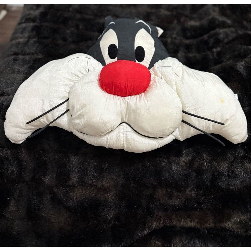 Vintage 90's Plush Face Large Pillow Looney Tunes Play by Play. Sylvester